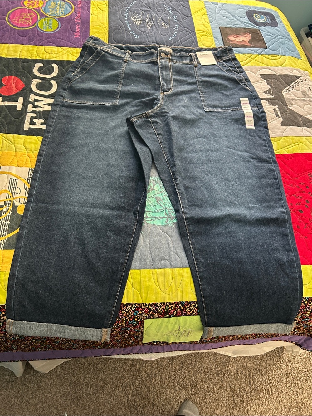 Sonoma Women’s Boyfriend Jeans in Dark Blue Denim